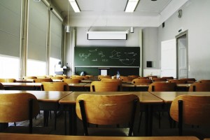 A large, empty classroom.