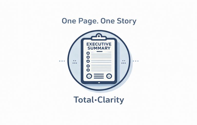 The Executive Summary: One Page. One Story. Total Clarity.